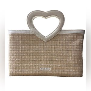 Vintage Japanese LUXURY Brand Samantha Thavasa Cream Heart Bag